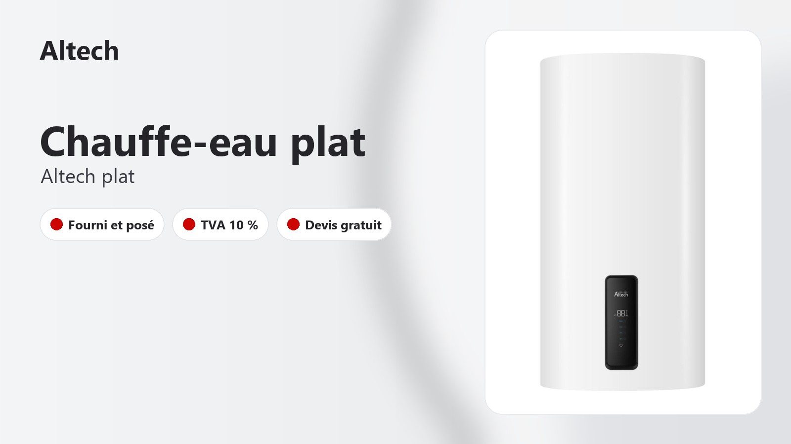 Gamme de chauffe-eau plats Altech de 65 à 100 L