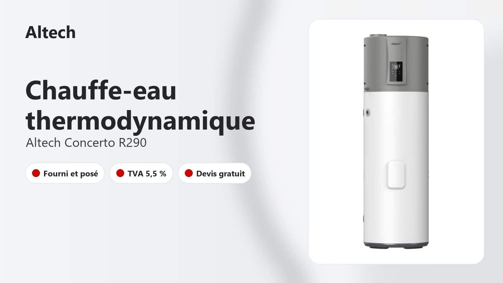 Chauffe-eau thermodynamique Altech Concerto vertical sur socle