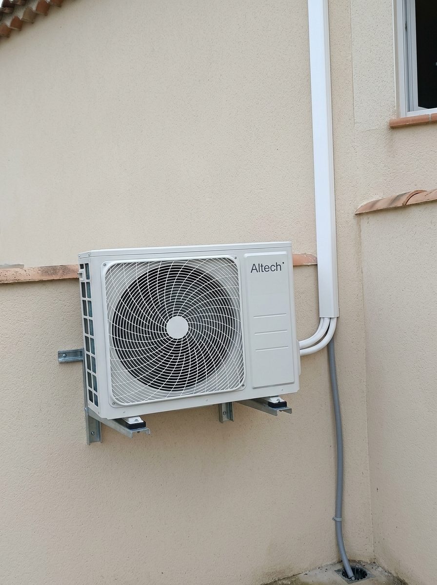 Chauffagiste réalisant la mise en service d'une PAC air/air Altech