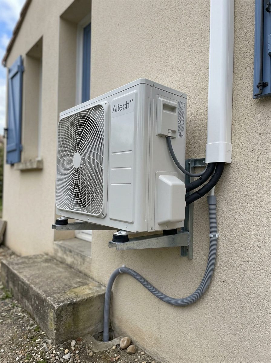Chauffagiste réalisant la pose et la mise en service d'une PAC air/air