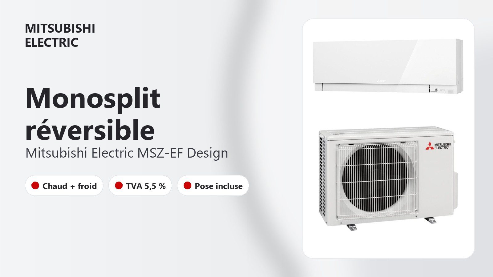 Monosplit réversible Mitsubishi Electric MSZ-EF Design blanc
