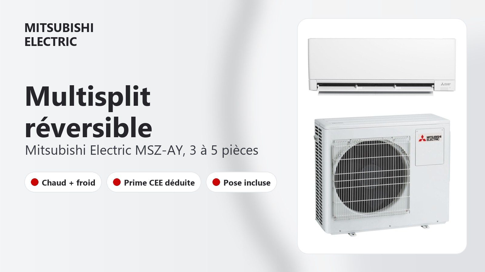 Multisplit réversible Mitsubishi Electric MSZ-AY pour plusieurs pièces