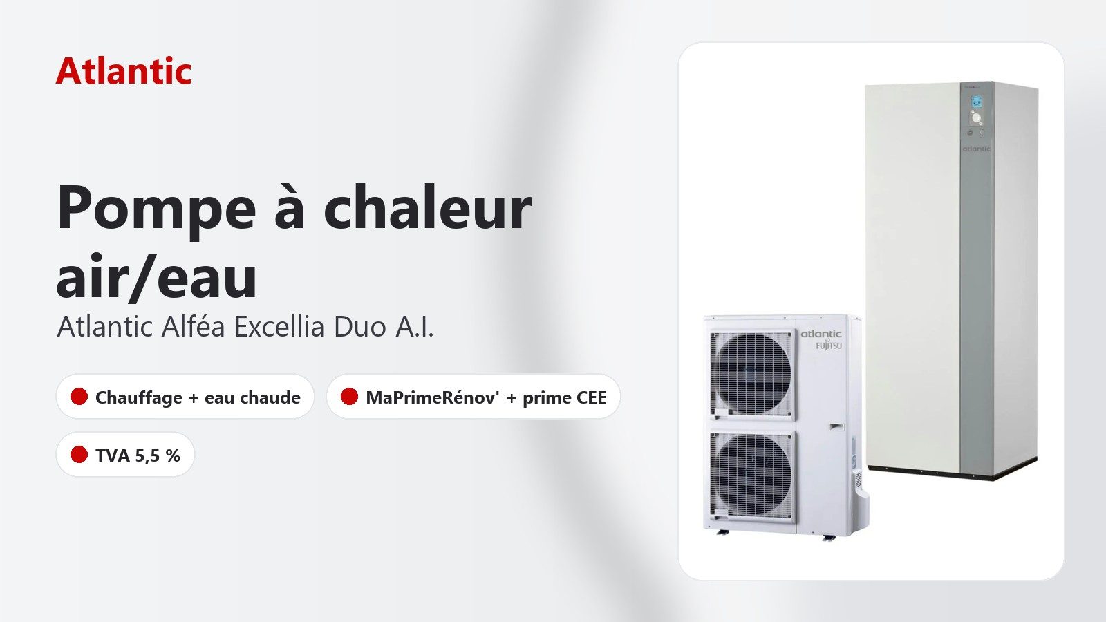 Pompe à chaleur air/eau Atlantic Alféa Excellia Duo avec ballon 190 L